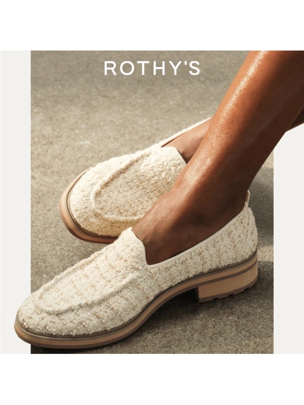 [Rothy's] Snowcap Bouclé Cream Tweed Slip-On Loafer